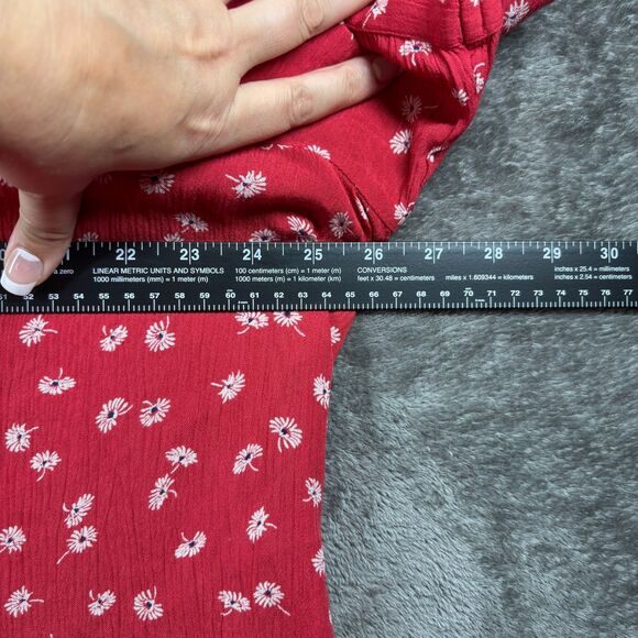 Fat Face UK Women Peasant Top Ditsy Floral Print Short Sleeve Red Size 18 J120 - Picture 4 of 9